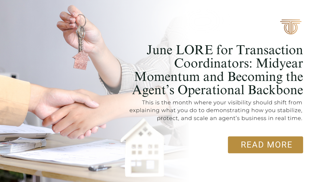 June LORE for Transaction Coordinators: Midyear Momentum and Becoming the Agent’s Operational Backbone
